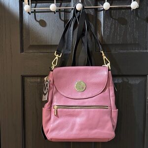 Valentina Pink and Black Leather Backpack